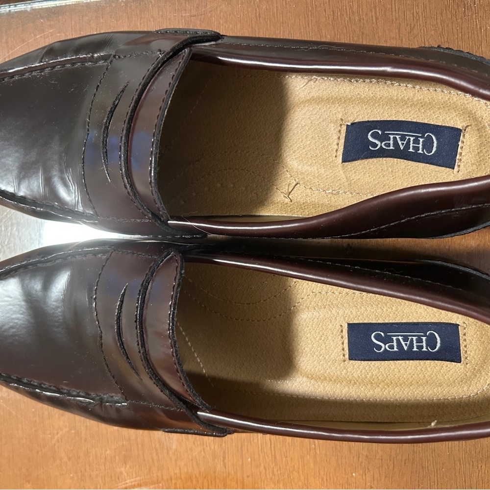 Chaps Brown Leather Loafers Classic Slip-Ons